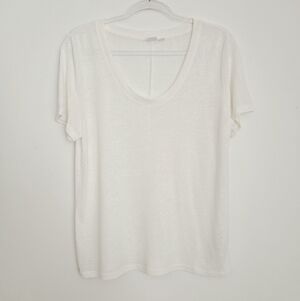 White Linen Blend Top Size Large